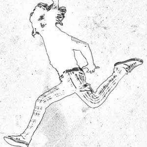 artistic outlined shape of a punk on the run