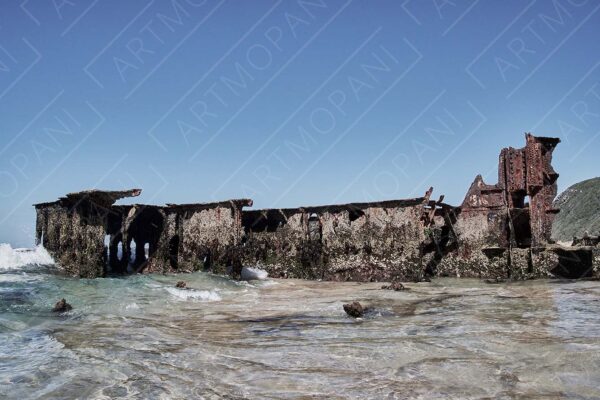 old shipwreck on the shoreline