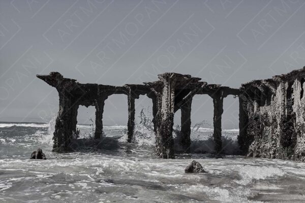 shipwreck shapes on the shore